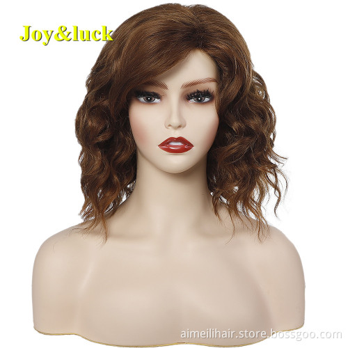 Wholesale Prices Wig For Women With Bangs Half Black and Half White Party Cosplay Natural Water Wave Short Synthetic Hair Wigs